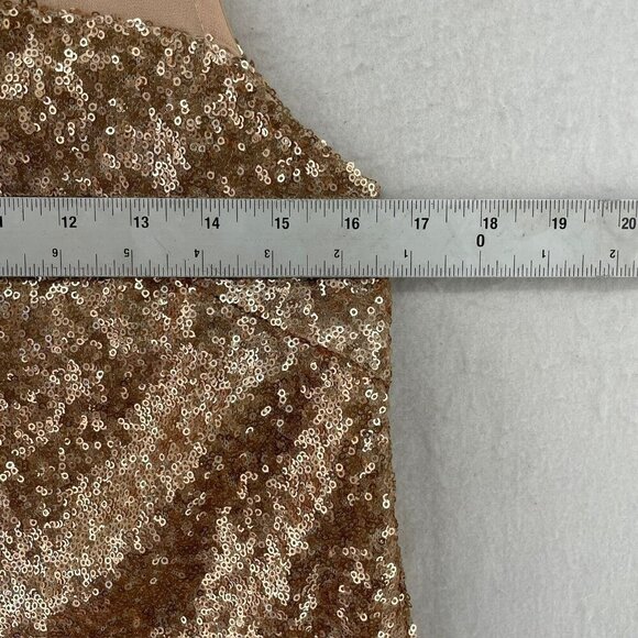 Bebe Party Blouse Womens S Pink Rose Gold Sleeveless Sparkle Sequined Keyhole - Picture 3 of 12